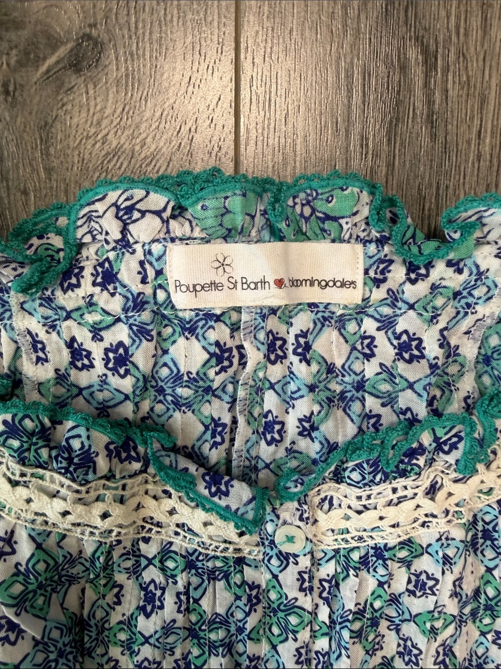 Poupette St. Barth Blue & Green Floral Smocked Mini Dress - Picture 2 of 11